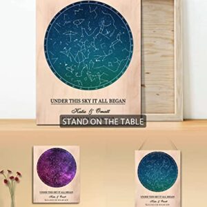 Bohva Gifts for Boyfriend Anniversary Wedding Gift for Him, Valentines Couples Engagement Birthday Gift for Husband, Personalized Gift for Men, Custom Star Map the Night Sky Print On Wood