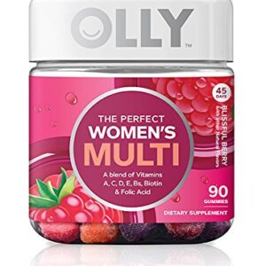 OLLY Perfect Women's Multivitamin Gummy Supplement, with Biotin & Folic Acid, Blissful Berry, 90 Count (45 Day Supply)