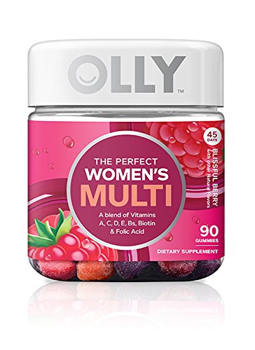 OLLY Perfect Women's Multivitamin Gummy Supplement, with Biotin & Folic Acid, Blissful Berry, 90 Count (45 Day Supply)