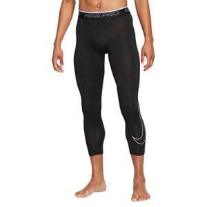 nike pro dri-fit men’s 3/4 tights (as1, alpha, m, regular, regular, black/white, medium)