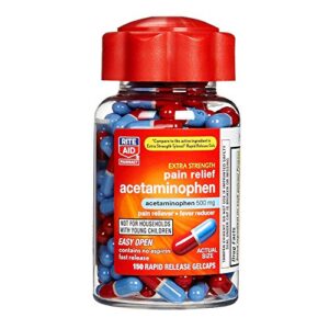 rite aid extra strength 500 mg acetaminophen pain relief, rapid release gelcaps – 150 count | pain reliever, joint pain relief | muscle pain relief | arthritis pain relief | back pain relief products