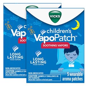 vicks children’s vapopatch, wearable mess-free aroma patch, soothing & comforting non-medicated vicks vapors, for children ages 6+, 5ct (pack of 2)
