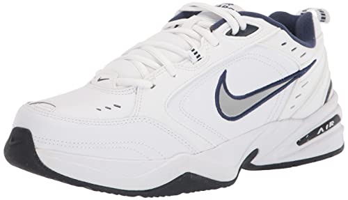 Nike Men's NIKE AIR MONARCH IV (4E) RUNNING SHOES -12; White / Metallic Silver-Midnight Navy