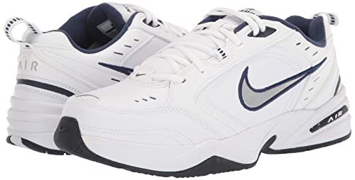 Nike Men's NIKE AIR MONARCH IV (4E) RUNNING SHOES -12; White / Metallic Silver-Midnight Navy