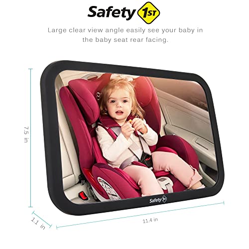 Safety 1st Baby Backseat Headrest Mirror for Rear Facing Infant Car Seat View, Universal Shatterproof Light & Wide Rearview Convex Glass, Black