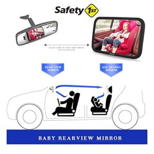 Safety 1st Baby Backseat Headrest Mirror for Rear Facing Infant Car Seat View, Universal Shatterproof Light & Wide Rearview Convex Glass, Black