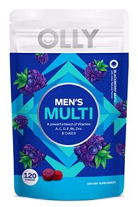 olly men’s multivitamin gummy, immune support, vitamins a, c, d, e, b, lycopene, zinc, blackberry, 60 day supply – 120 count