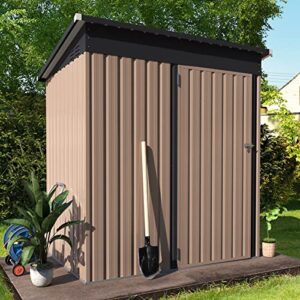 aecojoy 5′ x 3′ outdoor storage shed, small metal shed with design of lockable door, utility and tool storage for garden, backyard, patio, outside use.