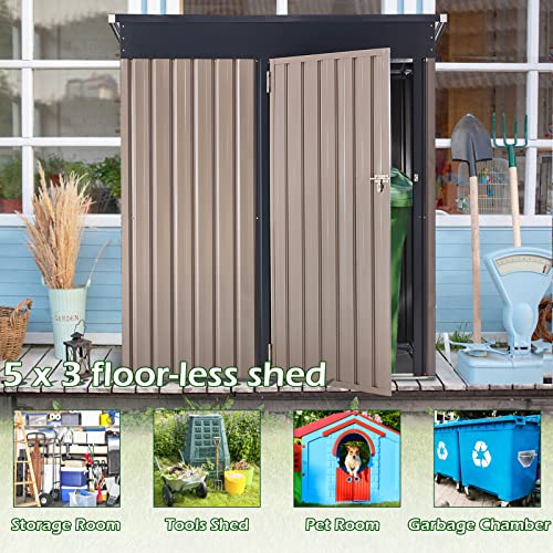 AECOJOY 5' x 3' Outdoor Storage Shed, Small Metal Shed with Design of Lockable Door, Utility and Tool Storage for Garden, Backyard, Patio, Outside use.