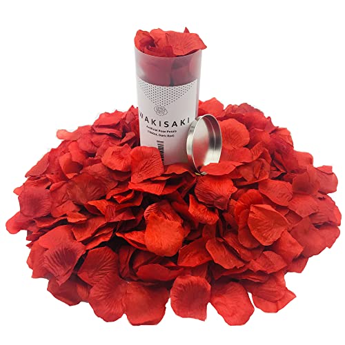 (Ready-to-use, Scented) 1,000 PCS Silk Rose Petals for Wedding Flower Petals for Romantic Decorations Special Night for Him Set or Her, for Proposal Anniversary Valentine's (Dark Red)