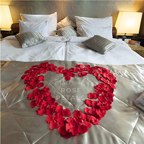 (Ready-to-use, Scented) 1,000 PCS Silk Rose Petals for Wedding Flower Petals for Romantic Decorations Special Night for Him Set or Her, for Proposal Anniversary Valentine's (Dark Red)