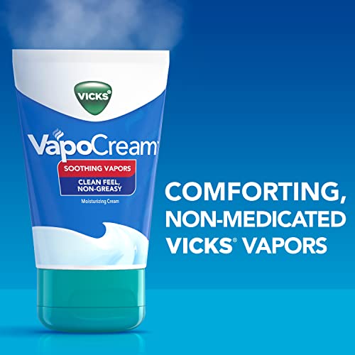 Vicks VapoCream, Easy to Use Non- Greasy Moisturizing Cream, Soothing & Comforting Non-Medicated Vicks Vapors, for Adults and Children Ages 2+, 3.0oz