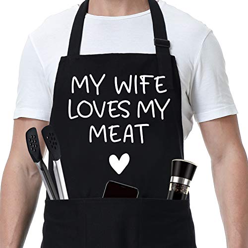 Fairy's Gift Funny Husband Apron - Mens Naughty Anniversary, Fathers Day, Birthday Gifts for Husband - Naughty Gifts for Him, Husband Gifts from Wife - Best Husband Anniversary, Manly Gifts for Men