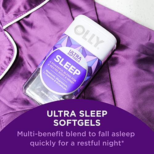 OLLY Ultra Strength Sleep Softgels, 10mg Melatonin, L-Theanine, Chamomile, Magnesium, Lemon Balm, Supports Deep Restful Sleep, Nighttime Sleep Aid, Non Habit-Forming - 60 Count