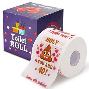 40th Birthday Gifts for Men and Women - Happy Prank Toilet Paper - 40th Birthday Decorations, Party Supplies Favors - Funny Gag Gifts Novelty Bday Present for Him, Her, Friends - 380 Sheets & 3 Layers