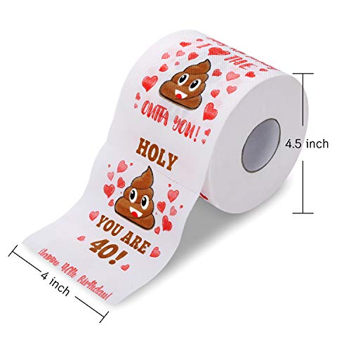 40th Birthday Gifts for Men and Women - Happy Prank Toilet Paper - 40th Birthday Decorations, Party Supplies Favors - Funny Gag Gifts Novelty Bday Present for Him, Her, Friends - 380 Sheets & 3 Layers