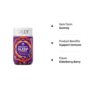 Olly Immunity Sleep Gummy, Melatonin, Elderberry, Echinacea, Zinc and Vitamin C, Sleep Aid (80 Gummies)
