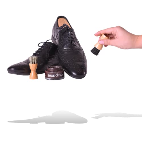 VALENTINO GAREMI Shoe Brush Cream Applicator Set | Shine Polish Paste Jar Dauber | Horse Hair | Made in Germany