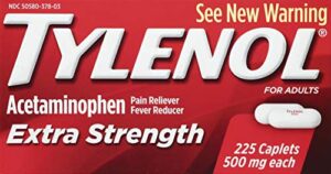 tylenol extra strength caplets with 500 mg acetaminophen, pain reliever & fever reducer, 225 ct