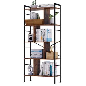 dongrong bookshelf 5 tier bookcase tall ladder book shelf organizer standing metal frame bookshelves for home office living room bedroom and kitchen