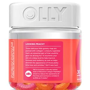 OLLY Collagen Gummy Rings, 2.5g of Clinically Tested Collagen, Boost Skin Elasticity & Reduce Wrinkles, Adult Supplement, Peach Flavor, 30 Count