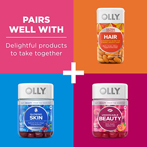 OLLY Collagen Gummy Rings, 2.5g of Clinically Tested Collagen, Boost Skin Elasticity & Reduce Wrinkles, Adult Supplement, Peach Flavor, 30 Count