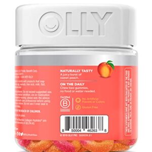 OLLY Collagen Gummy Rings, 2.5g of Clinically Tested Collagen, Boost Skin Elasticity & Reduce Wrinkles, Adult Supplement, Peach Flavor, 30 Count