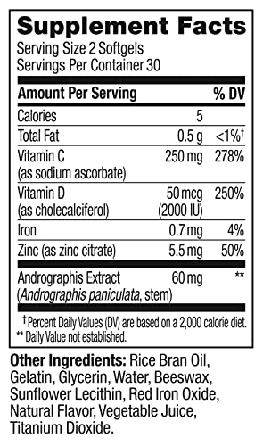 OLLY Ultra Strength Immunity Softgels, Immune and Respiratory Support, Zinc, Vitamin C + D, Supplement, 30 Day Supply - 60 Count