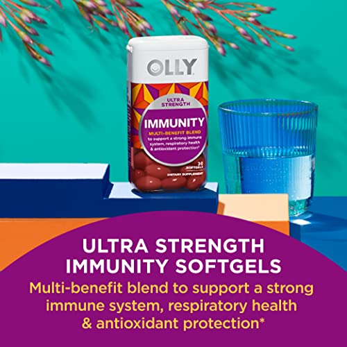OLLY Ultra Strength Immunity Softgels, Immune and Respiratory Support, Zinc, Vitamin C + D, Supplement, 30 Day Supply - 60 Count
