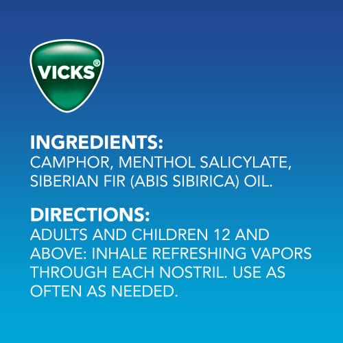 Vicks VapoInhaler, On-the-Go Portable Nasal Inhaler, Non-Medicated, With Refreshing Vicks Vapors, Menthol Scent , 2 Scented Sticks