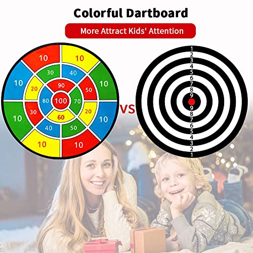 Dart Board Games for Kids,28" Large Dart Board Toys for 4, 5, 6, 7, 8, 9, 10 Years Old Boys/ Girls with 12 Sticky Balls and 3 Colors,Outdoor Games Safe Toy Gifts for 3, 4, 5, 6, 7 Years Old Boys