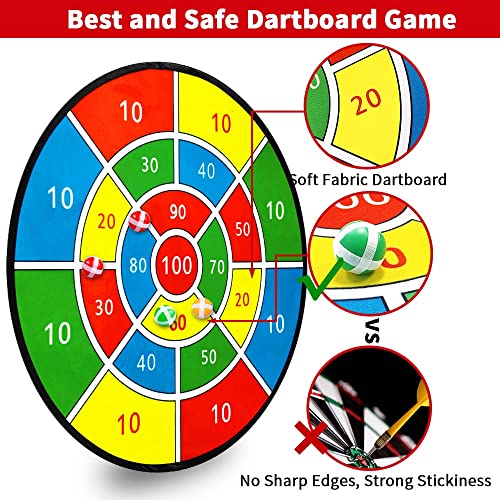 Dart Board Games for Kids,28" Large Dart Board Toys for 4, 5, 6, 7, 8, 9, 10 Years Old Boys/ Girls with 12 Sticky Balls and 3 Colors,Outdoor Games Safe Toy Gifts for 3, 4, 5, 6, 7 Years Old Boys