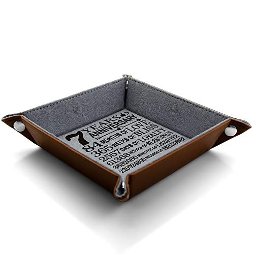 KATE POSH 7th Anniversary Tray, Traditional Wool Wedding Anniversary, Engraved Wool Organization Jewelry Tray for Husband, Wife, Boyfriend, Girlfriend