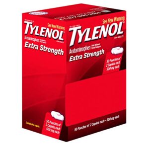 Tylenol Extra Strength Caplets with Acetaminophen, Pain Reliever & Fever Reducer, 2-Pack of 50 ct