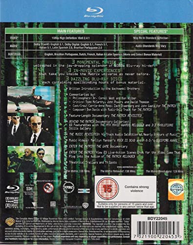 The Matrix Trilogy: Complete Collection (The Matrix / The Matrix Reloaded / The Matrix Revolutions)