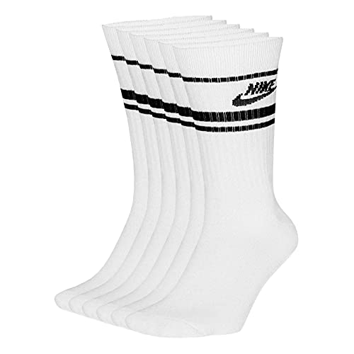 Nike Men`s Everyday Essential Crew Socks 3 Pack (White(CQ0301-103)/Black, Large)