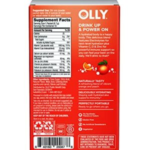 OLLY Immunity + Electrolytes Powder, Immune & Hydration Support, Vitamin C, D, Zinc, Drink Mix, Citrus Peach - 10 Count