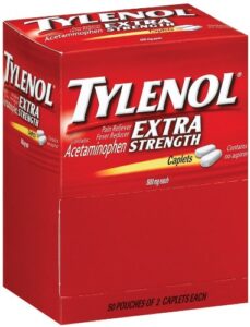tylenol extra strength caplets, 100 count, pack of 2