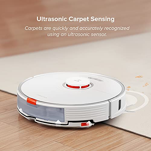 roborock S7+ Robot Vacuum and Sonic Mop with Self-Empty Dock, Stores up to 60-Days of Dust, Auto Lifting Mop, Ultrasonic Carpet Detection, 2500Pa Suction, White