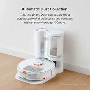 roborock S7+ Robot Vacuum and Sonic Mop with Self-Empty Dock, Stores up to 60-Days of Dust, Auto Lifting Mop, Ultrasonic Carpet Detection, 2500Pa Suction, White