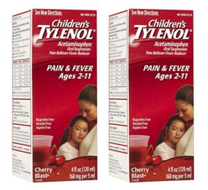 tylenol children’s pain reliever/fever reducer cherry flavor 4 oz (pack of 2)