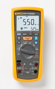 fluke 1587 fc 2-in-1 insulation multimeter, true-rms, selectable insulation test voltages up to 1000 v, pi/dar timed ratio tests, measures frequency, includes low-pass filter for motor drive vfd