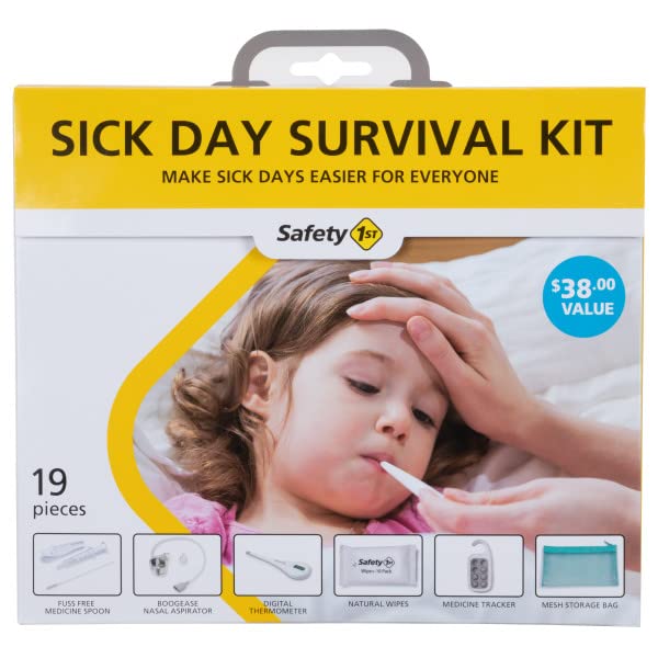 Safety 1st Sick Day Survival Kit, BoogEase Nasal Aspirator with 2 Nose tip Sizes, Grey