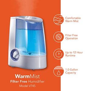 Vicks Warm Mist Humidifier, Small to Medium Rooms, 1 Gallon Tank – Vaporizer and Warm Mist Humidifier for Baby and Kids Rooms, Bedrooms and More
