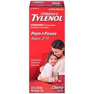 tylenol children’s pain reliever/fever reducer oral suspension liquid, cherry flavor 4 oz (pack of 2)