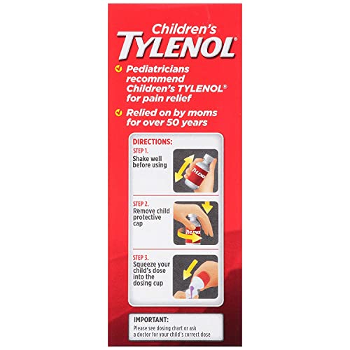 Tylenol Children's Pain Reliever/fever Reducer Oral Suspension Liquid, Cherry Flavor 4 Oz (Pack of 2)