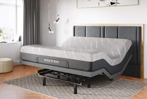 sven & son king adjustable bed base frame + 14” luxury cool gel memory foam hybrid mattress, head up foot up, usb ports, zero gravity, interactive dual massage, wireless, classic (king)