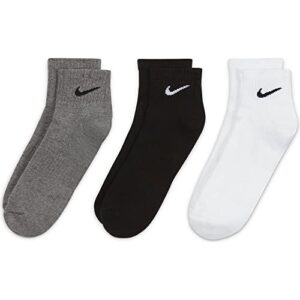 nike everyday cushion ankle training socks (3 pair), men’s & women’s ankle socks (medium)