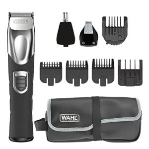 wahl usa rechargeable lithium ion all in one beard trimmer for men with detail and ear & nose hair trimmer attachment – model 9854-600b