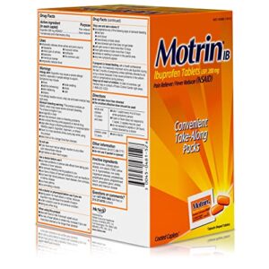 Motrin IB, Ibuprofen 200mg Tablets for Fever, Aches & Pain Relief, 50 Travel Packs of 2, 100 ct